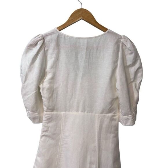 Parker  Womens  Kiera Mini Dress Size 2 XS in White Linen Blend - Picture 5 of 14